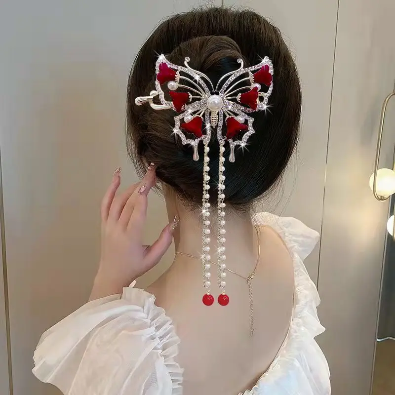 Top Verkauf Frauen Blume Quaste Twisted Haar Clip Hinterkopf Haarspangen Weibliche Süße Haarnadeln Neue Kopfbedeckungen Zubehör