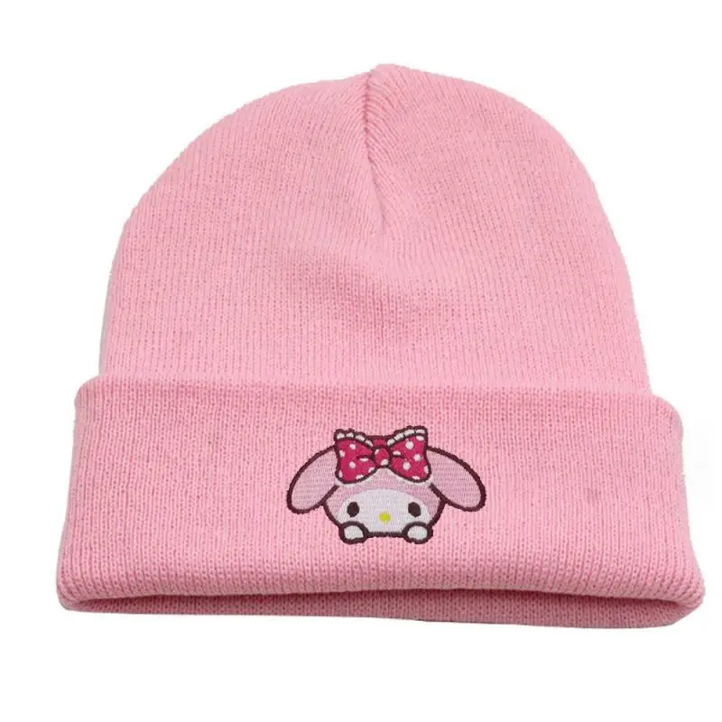 

Sanrio Cute Fresh Sweet Hello Kitty My Melody Embroidery Knitted Hat Europe and America Leisure Fashion Simple Cartoon Yarn Hat