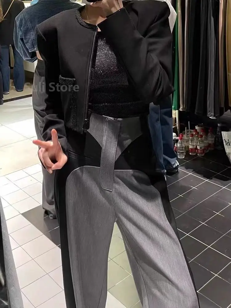 ★2025SS新作★CLUT STUDIO★X Strap Wide Pants MAX STUDIO LONDON Women's High Rise Elastic Back Wide Leg
