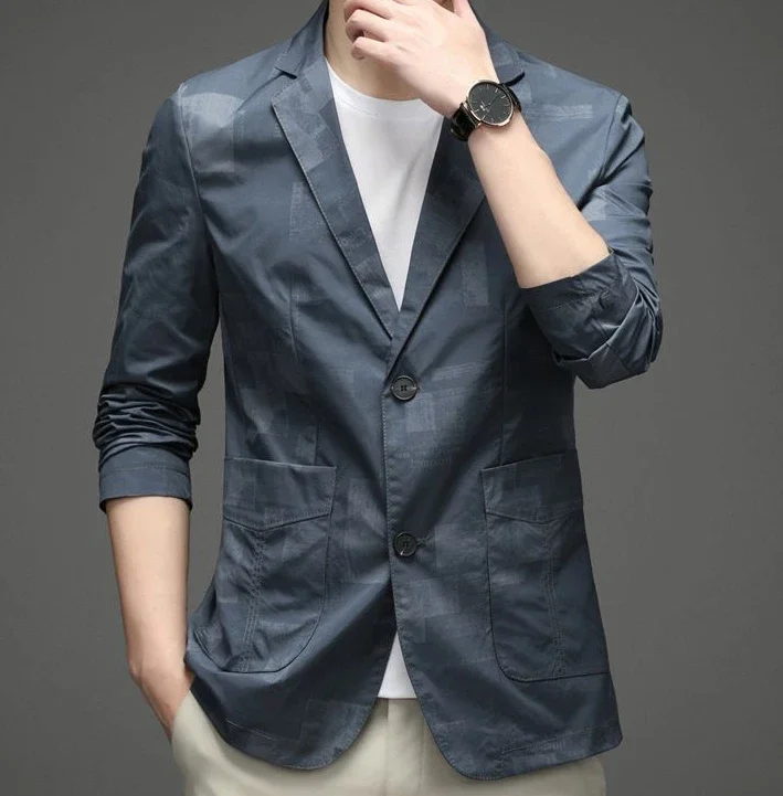Description Picture 3 of itemBlack Jacket for Men Single Breasted Man Suits and Blazers Thin Slim Fit Coats Summer Luxury Designer Clothing Classic Simple
