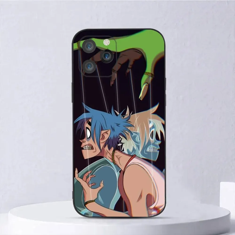 G-Gorillaz Rock Band Cartoon Soft Silicone Phone Case - Black Cover