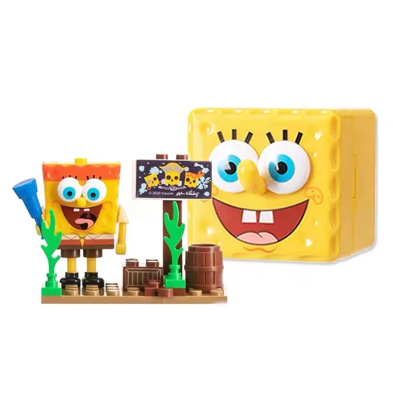SpongeBob SquarePants Surprise Adventure Carrier Assembly Building Blocks Pie Big Star Crab Boss Doll Children's Birthday Gift