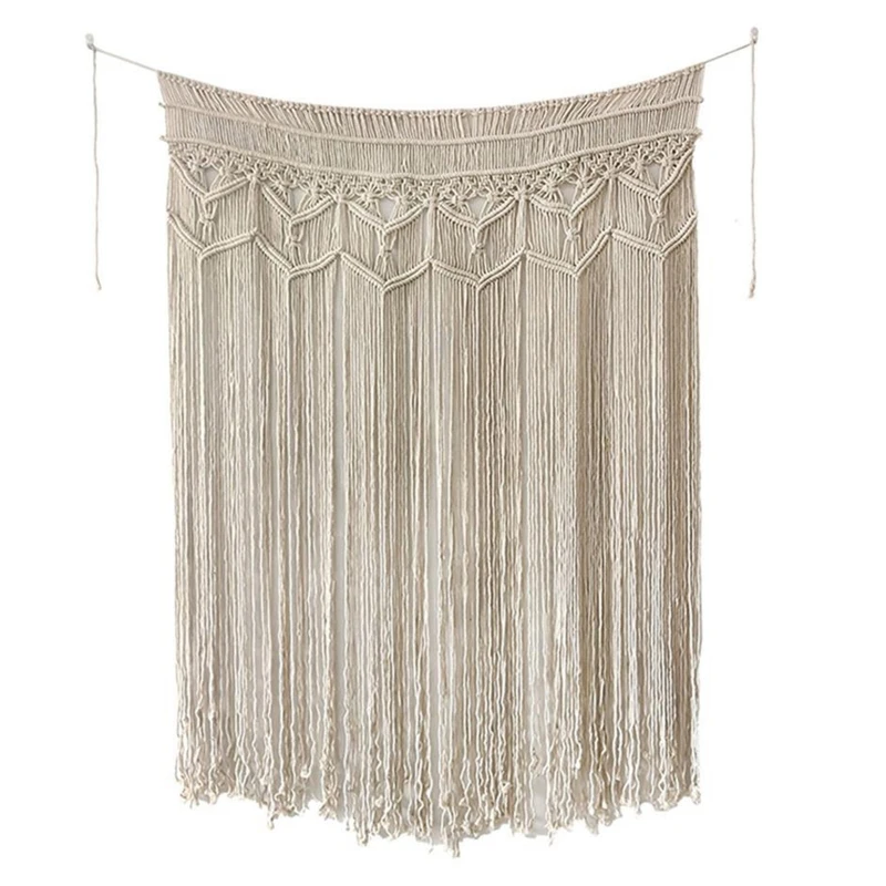 

Bohemian Macrame Wall Hanging Tapestry Handmade Woven Fringe Tassels for Banner Window Curtain Panel Party Decor