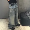 HKSH Spring Autumn New Men's Tide Punk Ripped Denim Pants Women's Spliced Double Layer Waist Baggy Jeans Streetwear Chic  HK3747 2