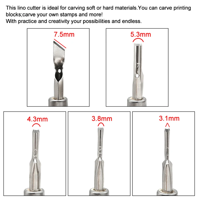 Printmaking Carving Tools Set With 5 Blade DIY Lino Block Cutting Stamp Carving Tool Accessories Art Sculpture Supplies