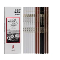 8 Sets of Sketch Color Charcoal Pen Hand-painted Creative Design Black and White Highlight Students Painting Art Supplies 1