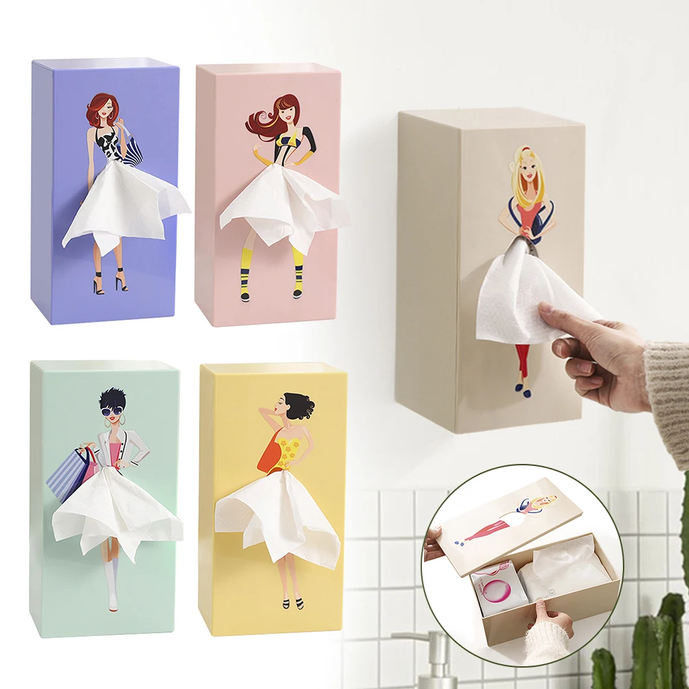 Pop-Art Flying Skirt Tissue Box Novelty Cartoon Anime Box Holder Cute Puffy Skirt Girl Tissue Box Desktop Decorative Ornaments 5