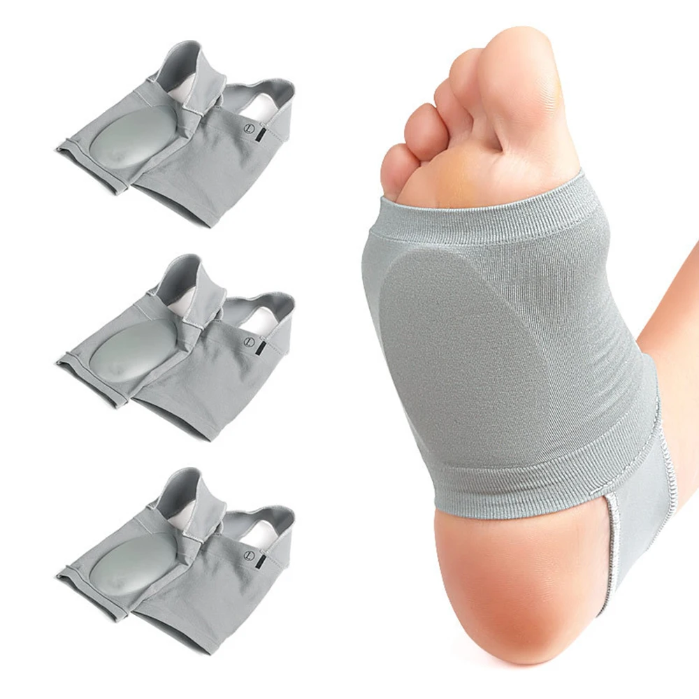 1Pair Arch Support Sleeve Cushioned Soft Elastic Gel Pad Fabric Arch Sock for Flat Foot Pain Relief Plantar Fasciitis Heel Spurs