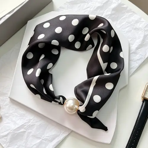 Elegant Chic Pearl Stripe Scarfs Women Fashion Convenient Magnetic Buckle Scarf Pearl Tail Artistic Accessory Neck Wrap Scarves - Image 8