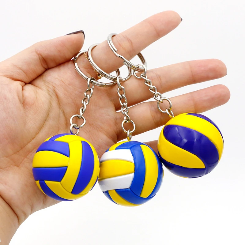 Fashion Leather Volleyball Keychain Pvc Ball Bag Car Keychains Toy