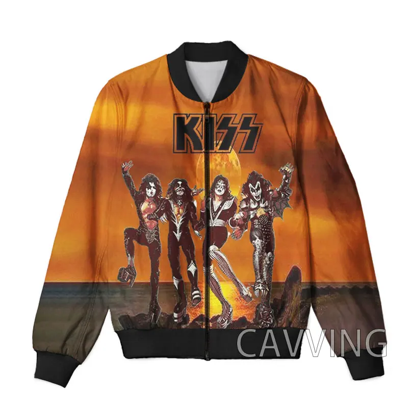New Fashion Women/Men's  3D Print  KISS Rock Band   Zipper Bomber Jackets Men Overcoat Mens Coat Zip Up Jackets  K03 3