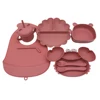 Meal Bib Pumpkin Divided Plate Baby Suction Cup Self-Feeding Eating Training Bowl Complementary Tableware Set 1