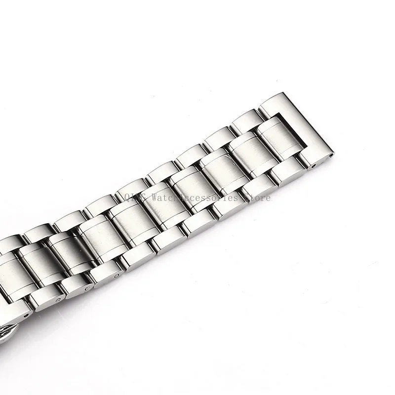 Sleek Stainless Steel Curved End Watchband - Universal Metal Wristband