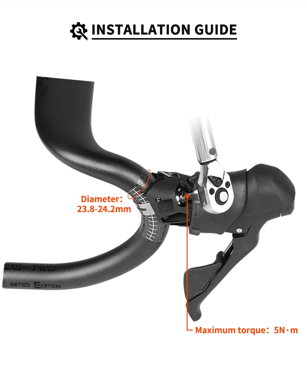 Kierownica szosowa TOSEEK ZXB-TWO z włókna węglowego 400/420/440 mm UD Matt z wewnętrznym prowadzeniem kierownicy rowerowej_voghion.com