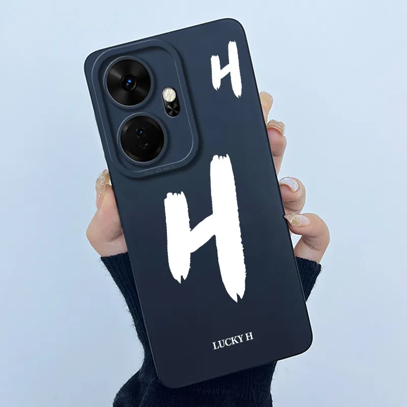 Shockproof Liquid Silicone Soft TPU Case with Lucky Initial Design