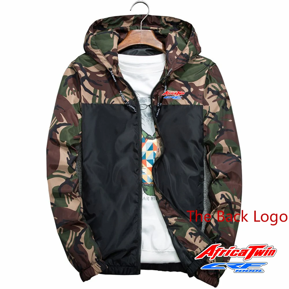 Africa Twin Crf 1000 L Crf1000 Men's New Spring Autumn Printing Patchwork Camouflage Coats Harajuku Casual Zip Tops Clothing