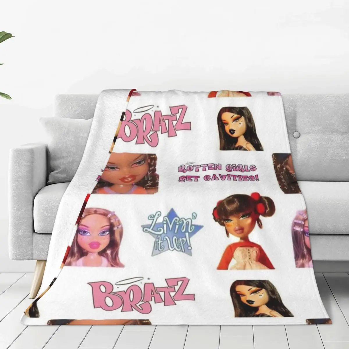 

Bratz Design Blanket Cover Fleece y2k cute girl doll fashion Ultra-Soft Throw Blanket for Bedding Couch Bedroom Quilt