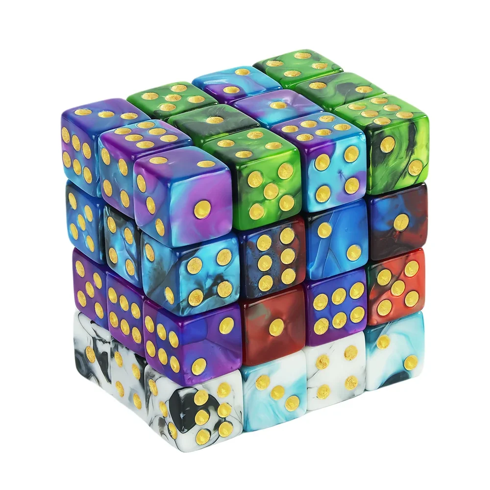 Game Dice Acrylic Dice Mini D6 Dice 12mm Double Color 6-sided Square Corner with Standard Dots For Club Party DIY Board Game Supplies