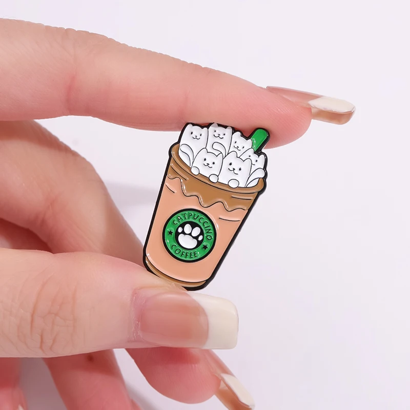 Tier Nette Tasse Form Emaille Pins Kawaii Stroh Tasse Wasser Flasche Broschen Metall Revers Abzeichen Rucksack Schmuck Zubehör Geschenk – Detail 3