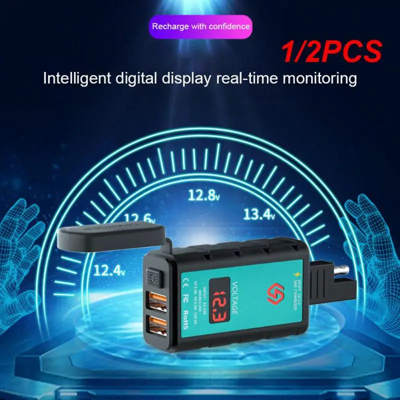 

1/2 шт. 12 В USB зарядное устройство для мотоцикла, быстрое зарядное устройство, водонепроницаемый переключатель с вольтметром, быстрое зарядное устройство с разъемом USB Type-C, аксессуары для мотоциклов