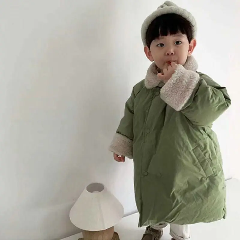 1-9 세 어린이 겨울 따뜻한 롱 자켓 소녀 소년 벨벳 아웃웨어 코트 오버 코트 2 3 4 5 6 7 8