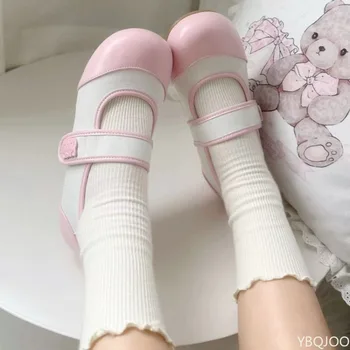Small cute round toe flat sole shoes for spring and summer versatile color blocked casual simple daily not tiring women's shoes 1