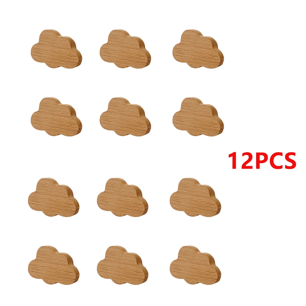 Cloud Drawer Wooden Knobs Cloud/Star Shape Furniture Handles 6/12PCS Cloud Star Children Cabinet Wood Pulls Knobs With Screws
