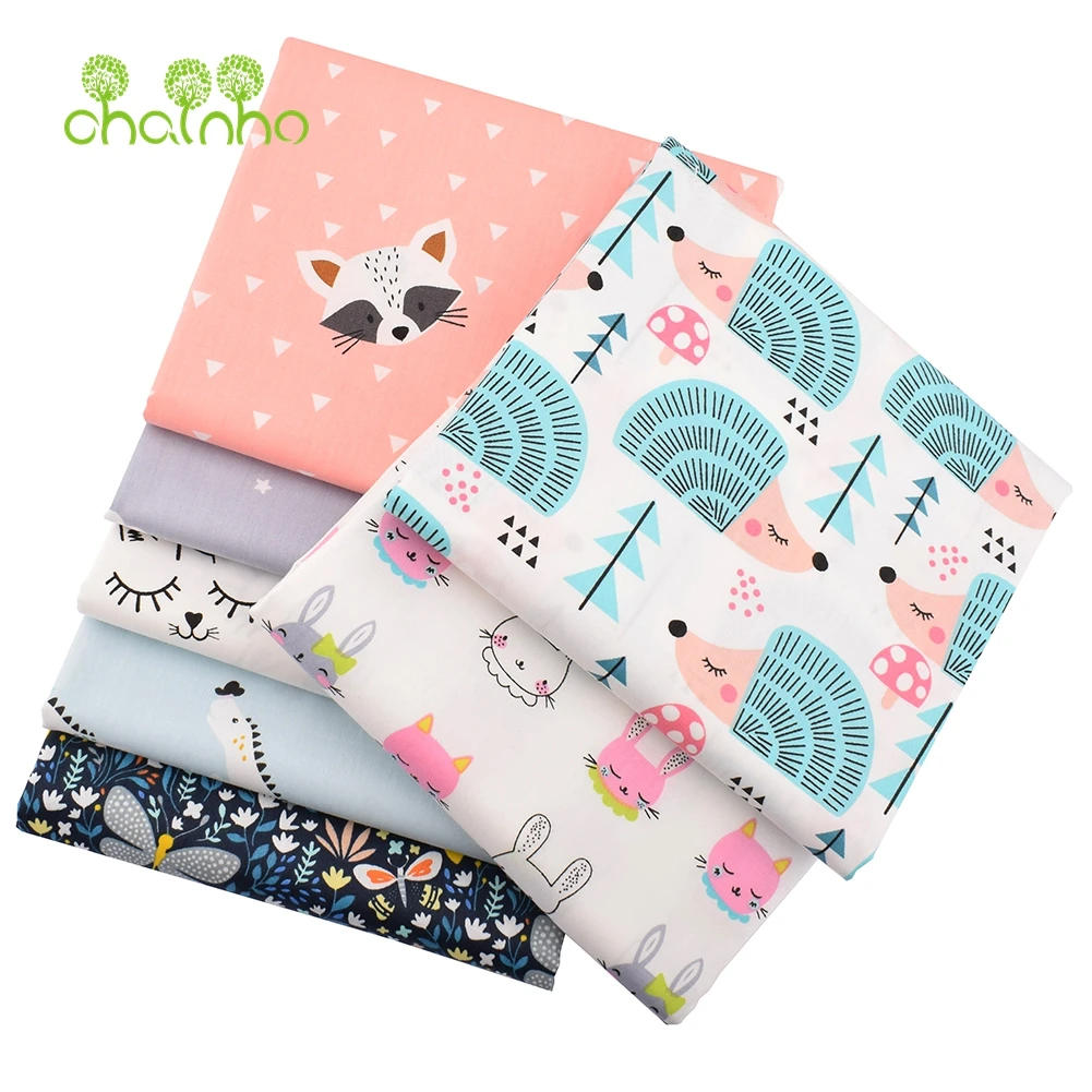 Chainho,Printed Twill Weave Cotton Fabric,Patchwork Cloth,DIY Sewing Quilting Material,Cartoon Series,2 Specification,CC158