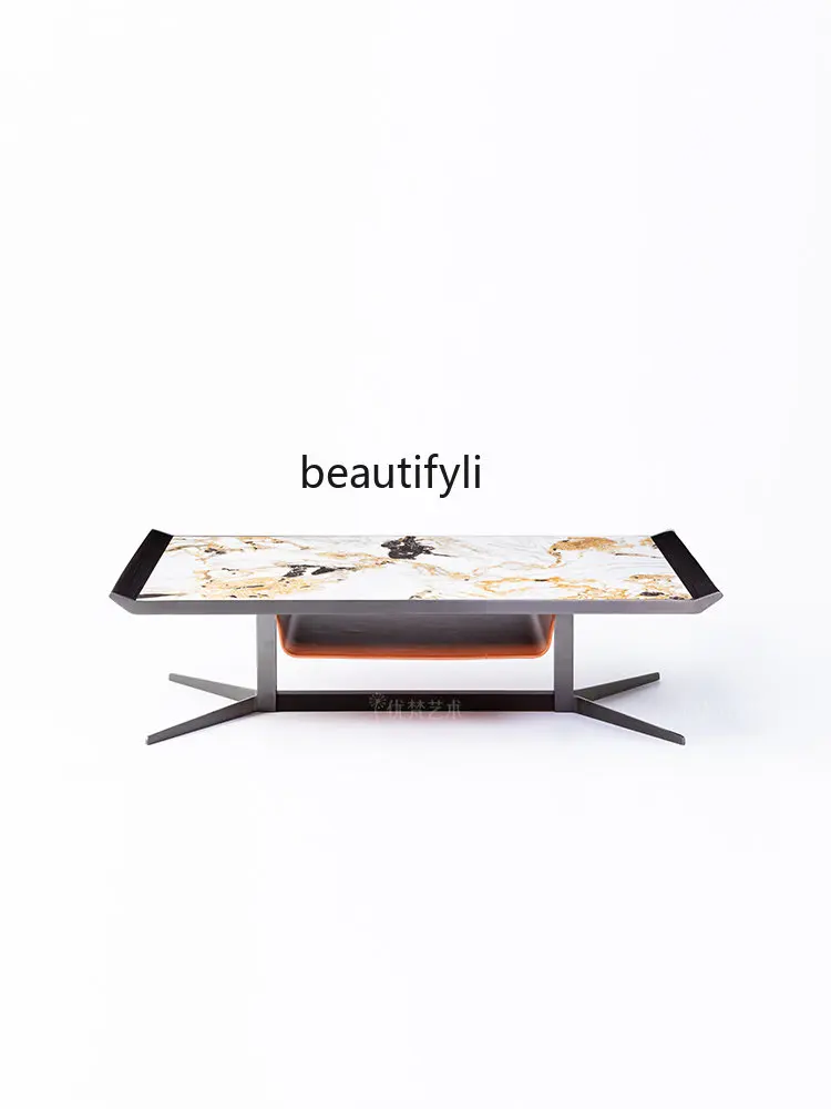 

Stone Plate Coffee Table Villa Mansion Home Reception Luxury Coffee Table Storage S9