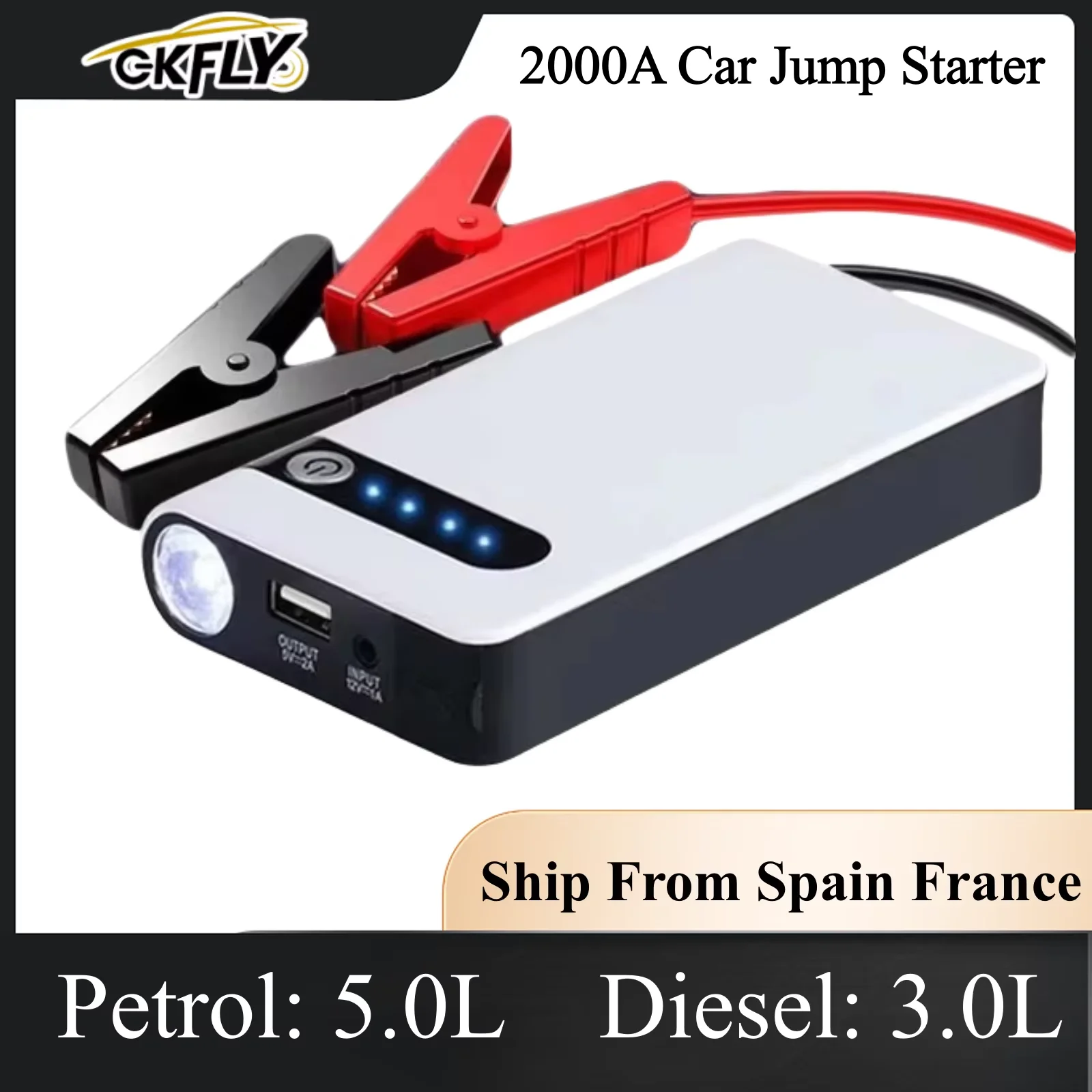 2000A Car Jump Starter Power 44.4W Power Bank Car Battery Booster Charger Starting Device Auto Emergency Start-up Lighting car jump starter jump starter