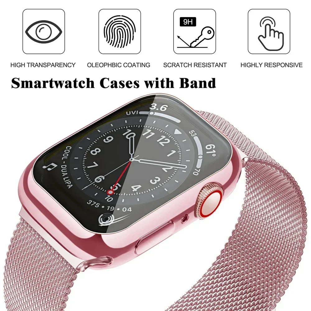 Sleek Metal Magnetic Loop Watch Band with Protective Case
