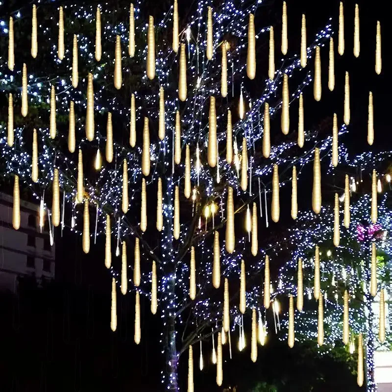 1/2/3/4 Set Outdoor Lights Garland Meteor Shower Rain String Lights Festoon Street Garland Ramadan Wedding Party Christmas Decor