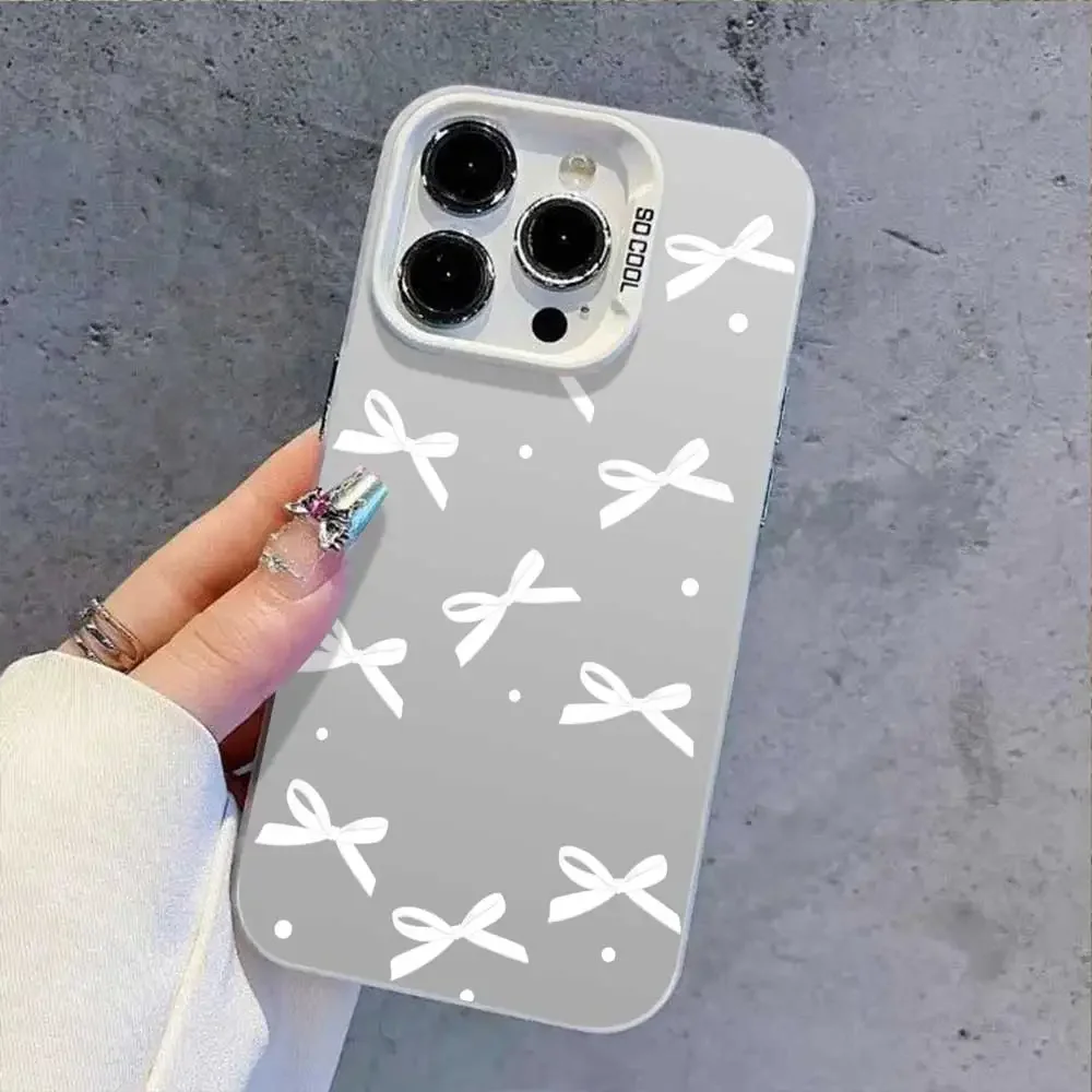 Case For Motorola Moto G04 G14 G84 5G G10 G20 G30 G04S G24 G34 G13 G23 G53 G22 E32S E22i Butterfly Knot Silver IMD Phone Cover