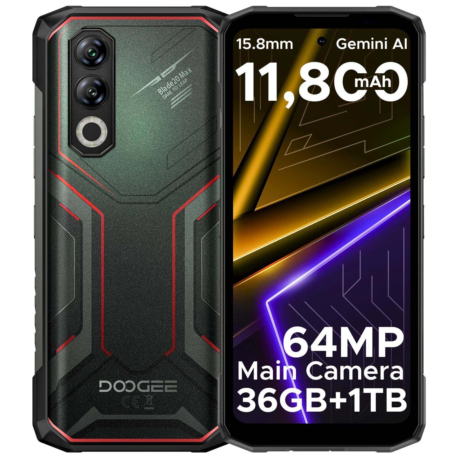 DOOGEE Blade20 Max Smartphone Rugged 6.6'' 36GB RAM 1TB 11800mAh 64MP NFC