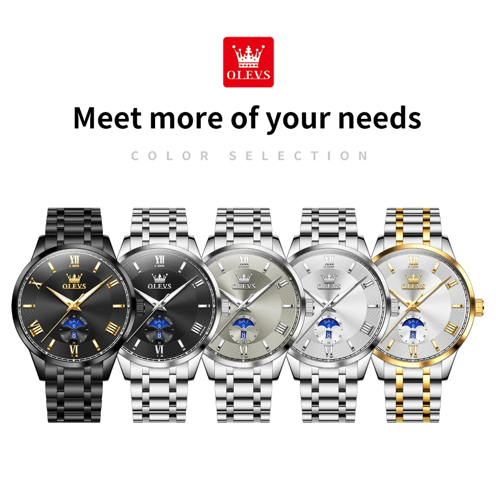 OLEVS 3638 ساعة رجالي أصلية ساعة كوارتز الفولاذ ال...