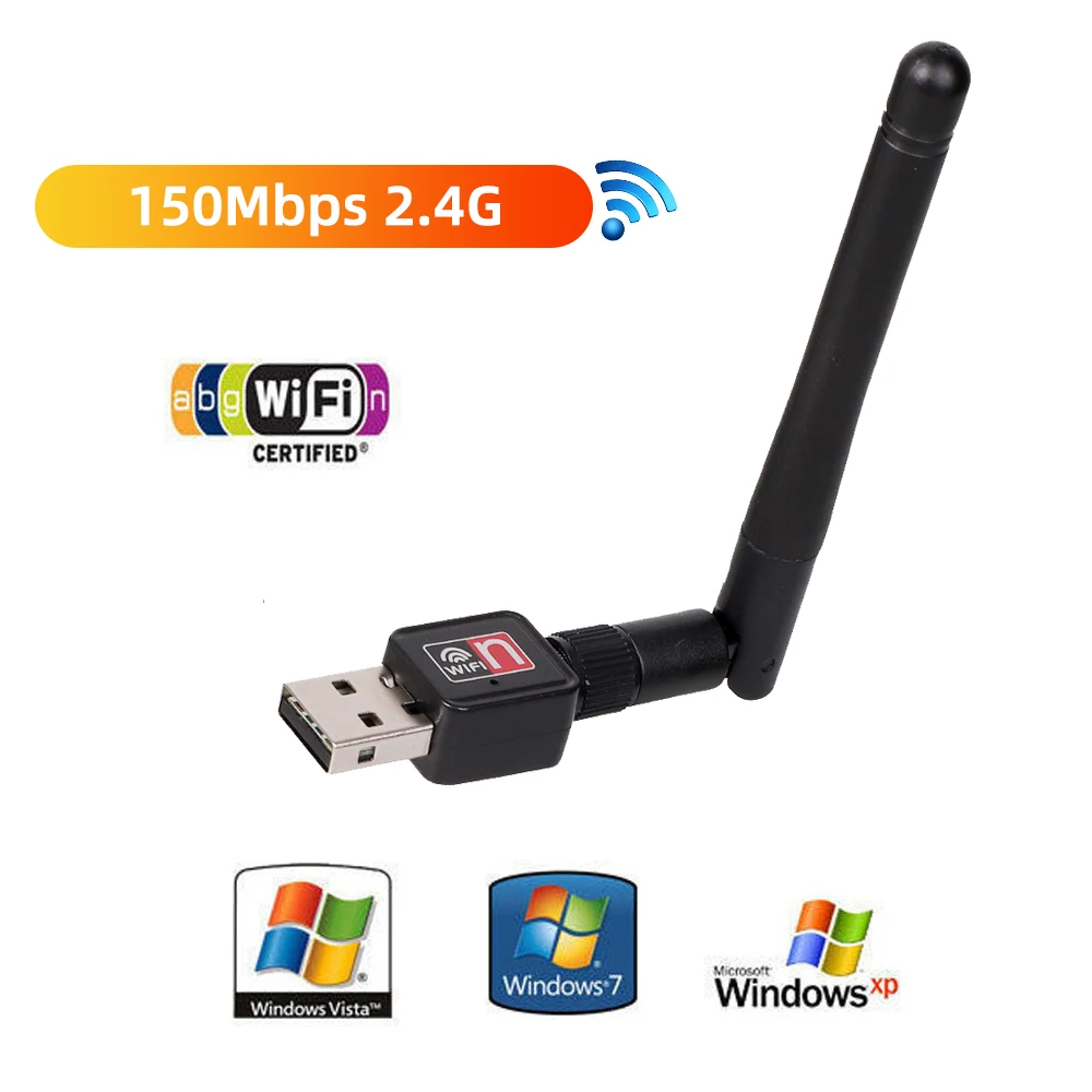 Driver Free USB Wifi Adapter Tarjeta de red Escritorio Ordenador Portátil  Antena externa Receptor Wifi Inevent EL3376-00B