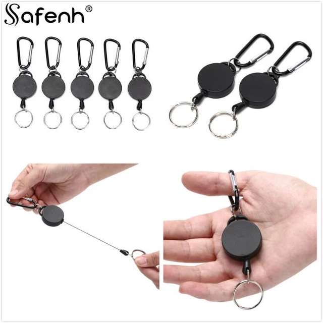 65cm Retractable Keyring Metal Wire Keychain Clip Pull Recoil