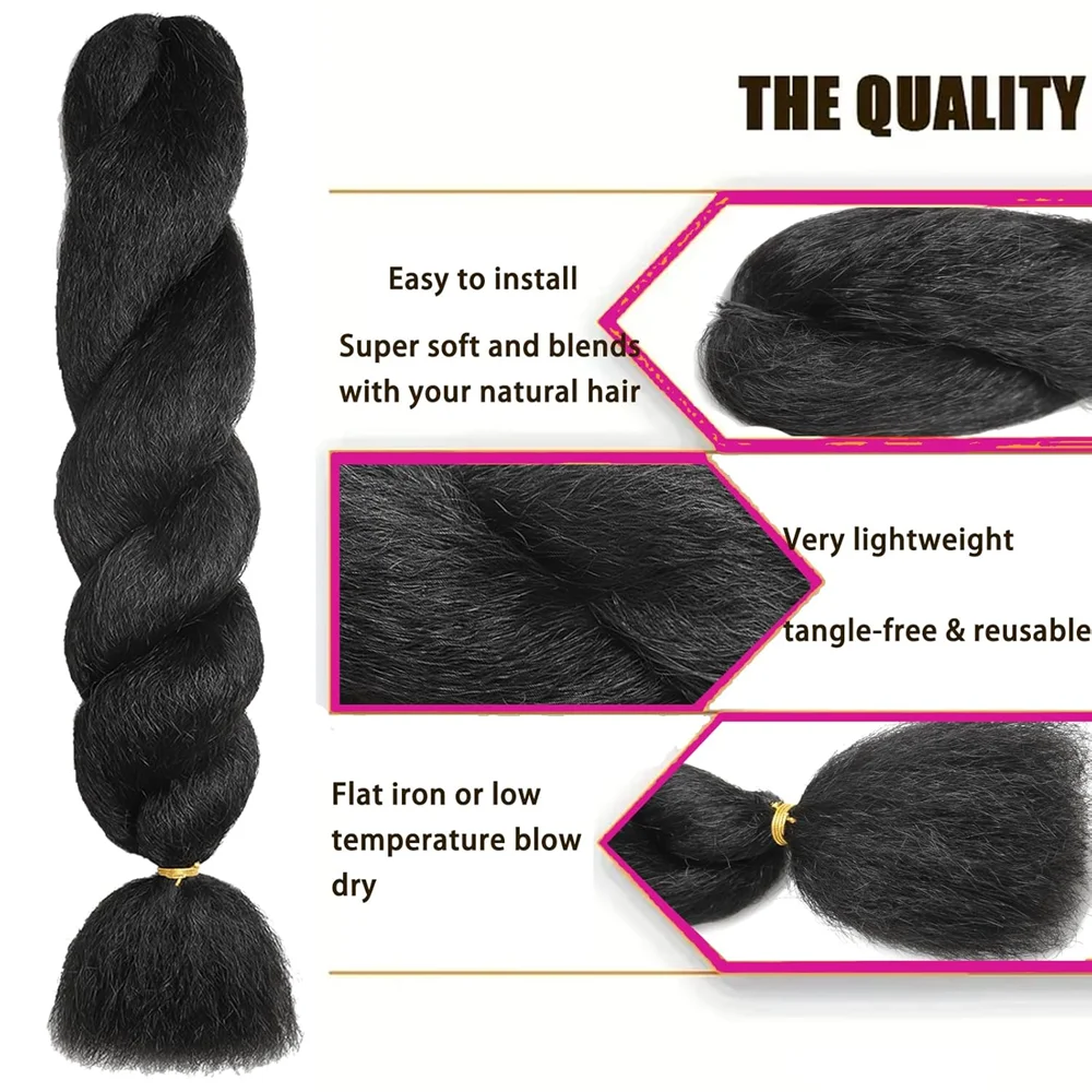 26inch Premium Synthetic Fibers Kinky straight Vixen Bundles crochet hair Natural Black Yaki for black women Hair Extensions