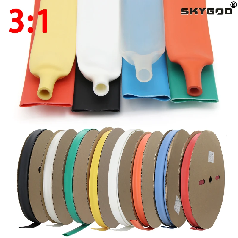 1M 3:1 Heat Shrink Tube With Double Wall Glue Tube Diameter 1.6/2.4/3.2/4.8/6.4/7.9/9.5/12.7/15.4/19.1/25.4/30/39/50mm