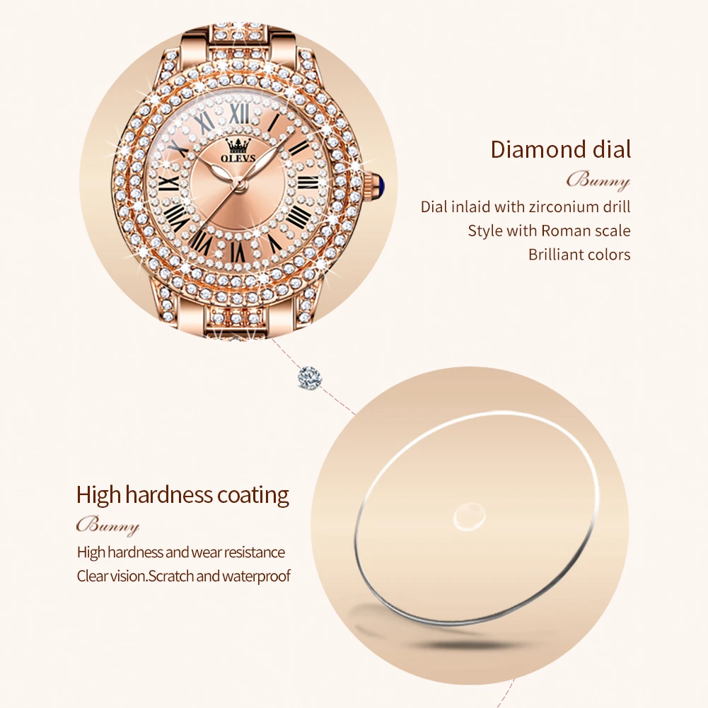 OLEVS 9943 Fashion Quartz Watch Gift Round-dial Stainless Steel Watchband Wristwatch 5