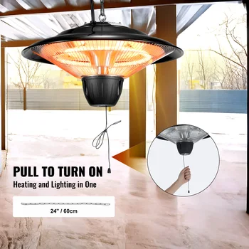 VEVOR Hanging Patio Heater 1500W with 23.6 inch Pull Cord And 20 inch Adjustable Chain for Porch Patio Dining Room Studio 6