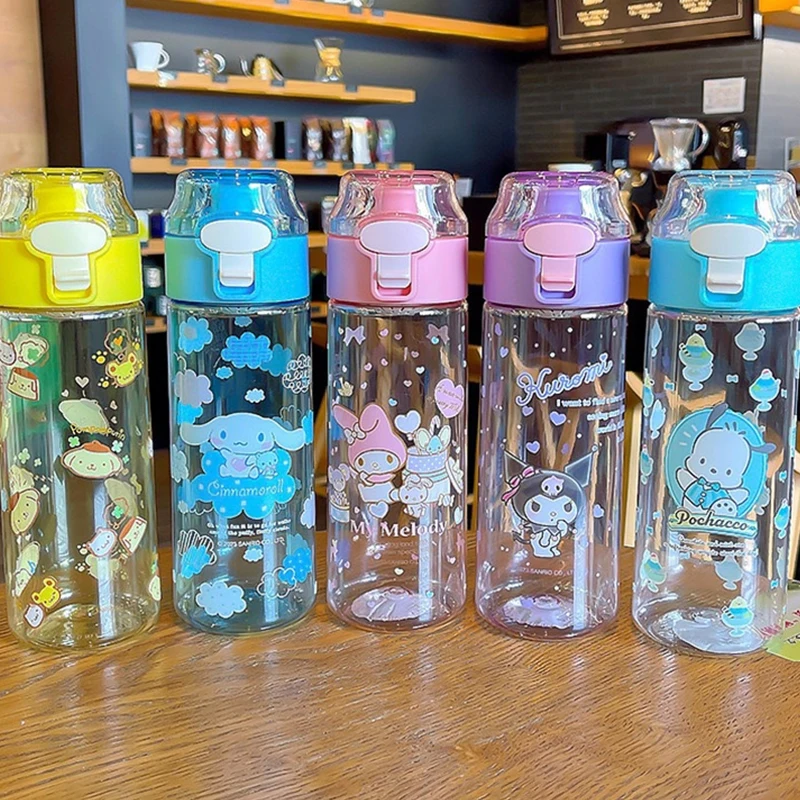 

Anime Sanrio High-capacity Water Bottle Cartoon Cinnamoroll Kuromi Pochacco Water Cup 550ml PP Plastic Cup