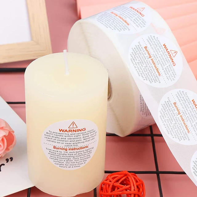 500pcs Candle Warning Label Sticker Aromatherapy Candle Safe Use Warning  Label Candle Acessories Candle Making m