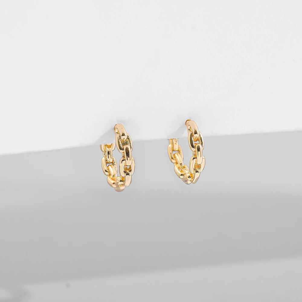 Hot Sale Gold Color Link Chain Earrings Hoops For Women Vintage Small Round Circle Huggie Earrings Fashion Jewelry Brincos