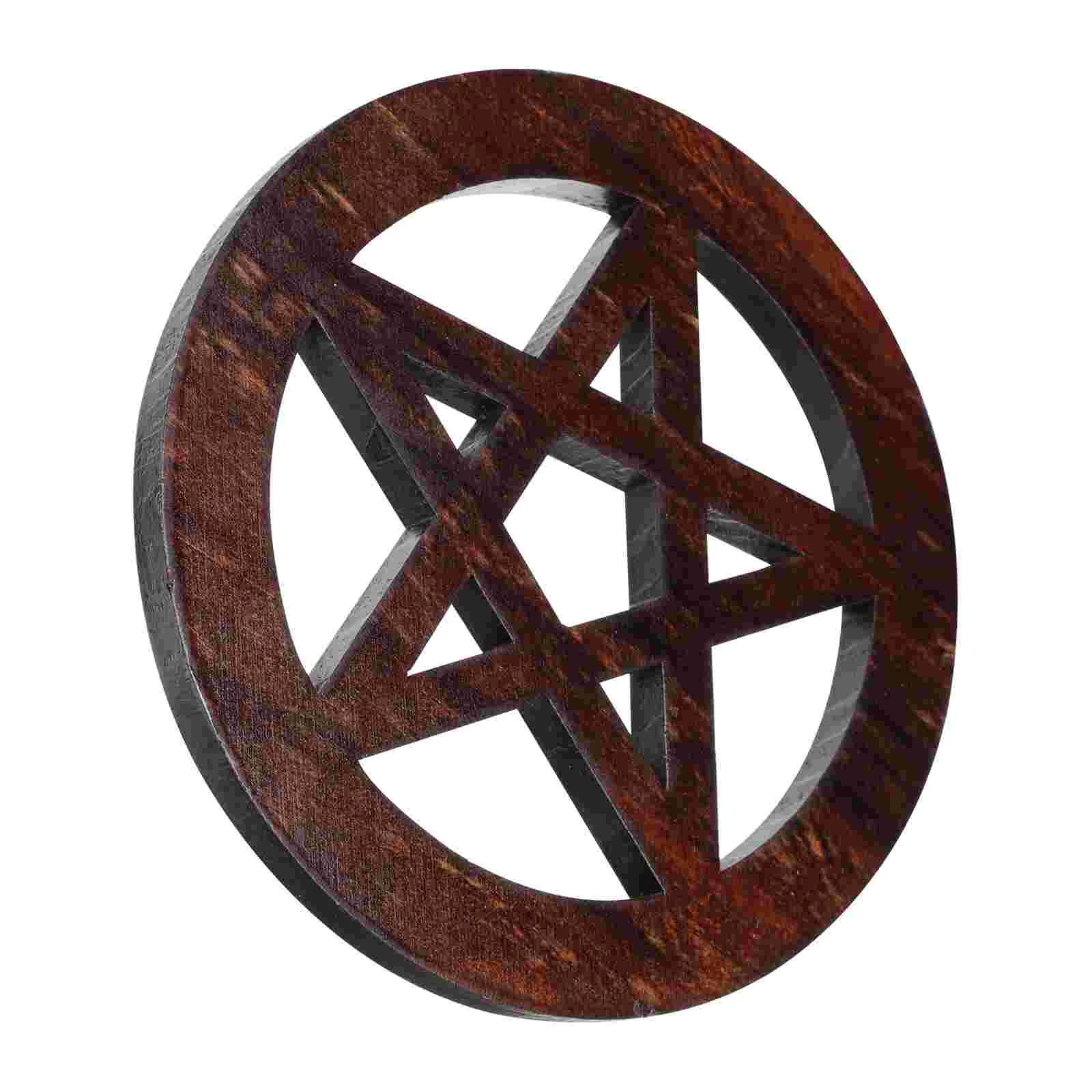 

Pentagram Wooden Mat Pentacle Altar Tile Religious Rites Adornment Ornament Home Decorations