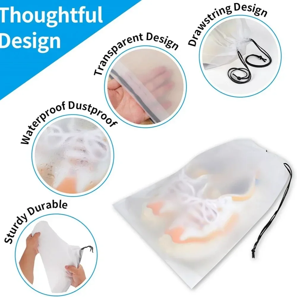 Portable Shoe Storage Drawstring Bags 5/10PCS Eco Storage for Shoes Sundries Travel Waterproof Transparent Plastic