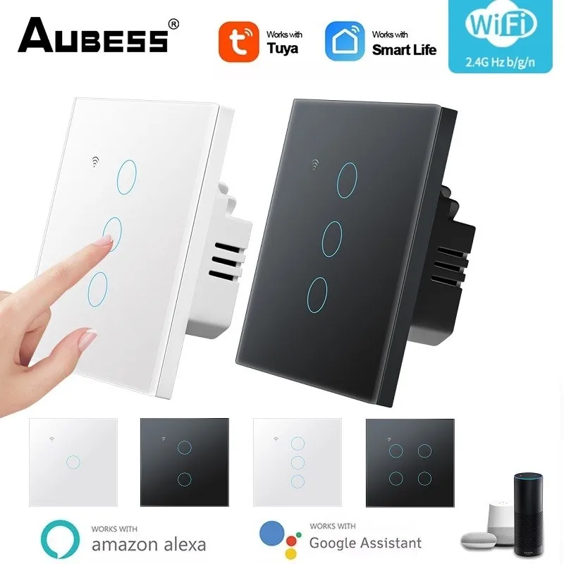 1/2/3/4gang Tuya Smart WIFI Touch Switch Neutral Wire Required Smart