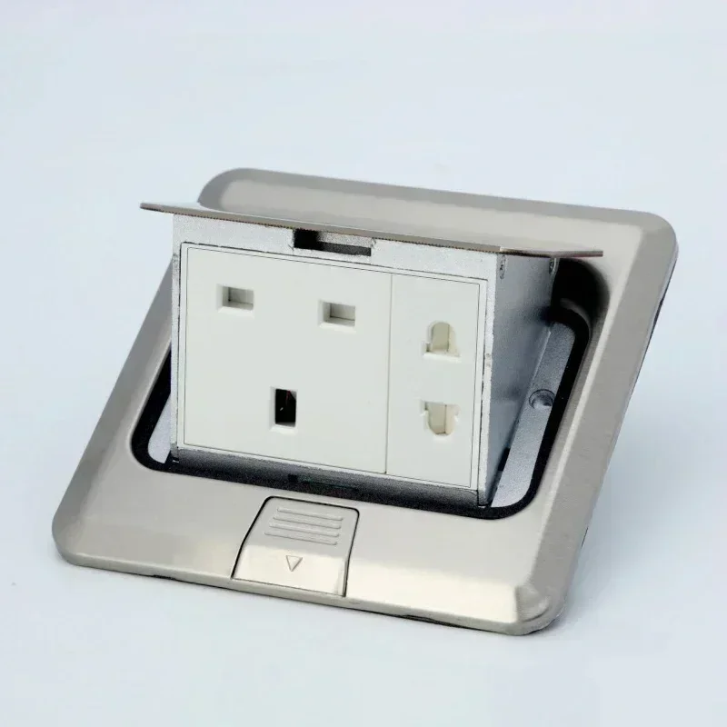 Stainless Steel Pop-Up Floor Socket with Universal Power Outlet
