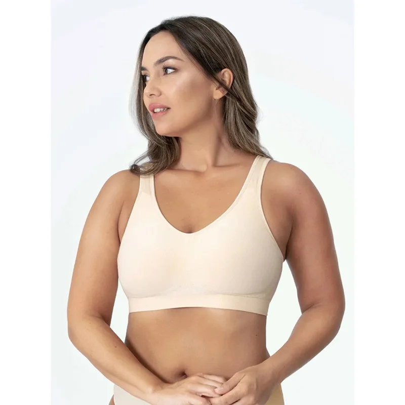 Women Daily Comfort Wireless Shaper Bra Sexy Bright Silk Decoration Lingerie Female Removable Pad Underwear S-4XL C06 4