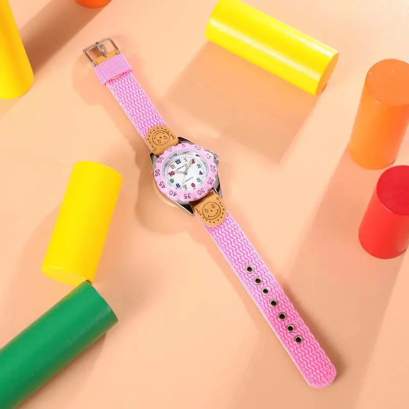 Cute Boys Girls Quartz Watch Kids Children's Fabric Strap Student Time Clock Wristwatch Colorful Number Dial birthday Gifts 6